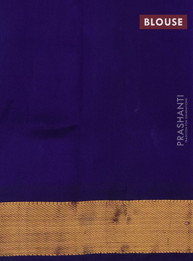 Silk cotton saree cs blue and blue with allover paalum pazhamun checks & zari buttas and zari woven border