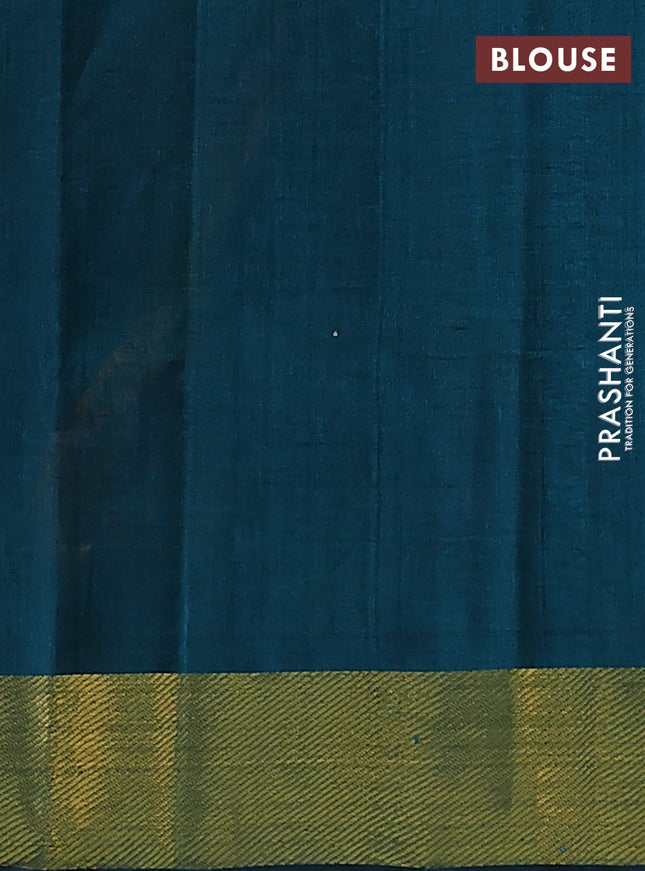 Silk cotton saree multi colour and peacock green with allover paalum pazhamun checks & zari buttas and zari woven border