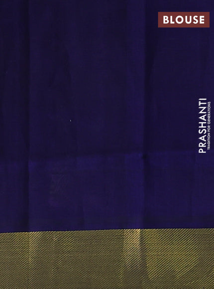 Silk cotton saree sandal and navy blue with allover paalum pazhamun checks & zari buttas and zari woven border