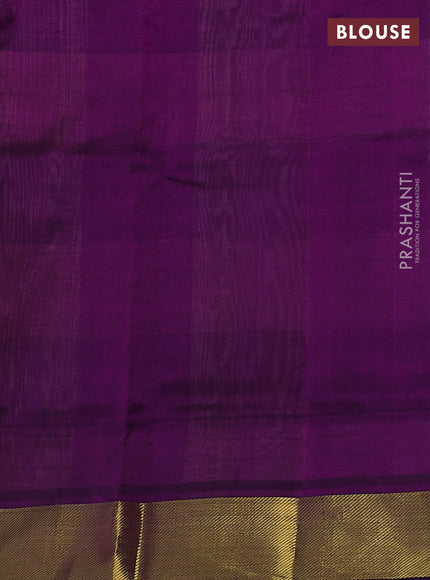Silk cotton saree multi colour and purple with allover paalum pazhamun checks & zari buttas and zari woven border
