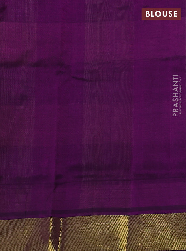Silk cotton saree multi colour and purple with allover paalum pazhamun checks & zari buttas and zari woven border