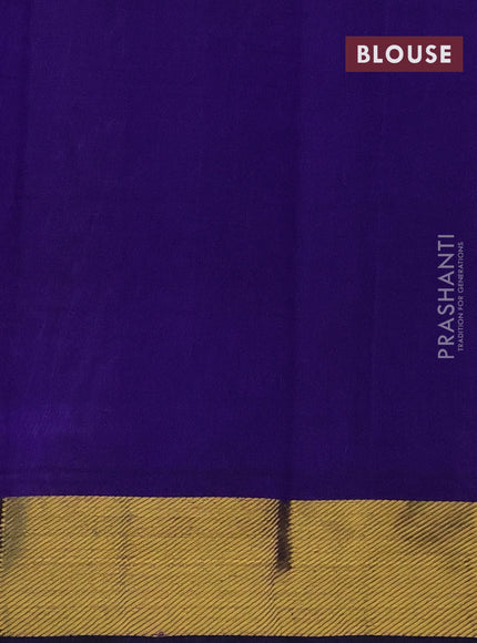 Silk cotton saree multi colour and blue with allover paalum pazhamun checks & zari buttas and zari woven border