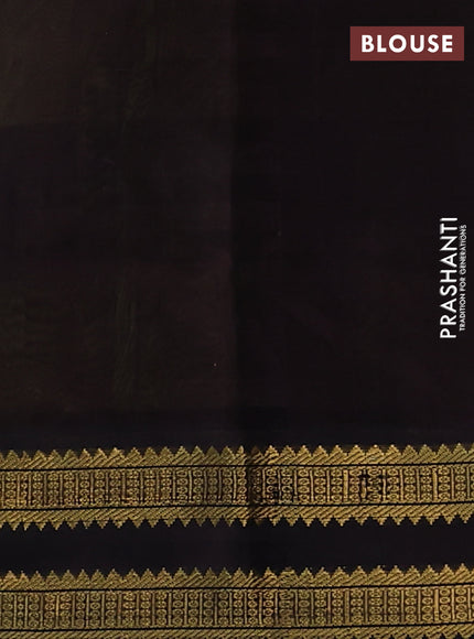 Silk cotton saree light green and coffee brown with allover paalum pazhamun checks & zari buttas and rettapet zari woven border