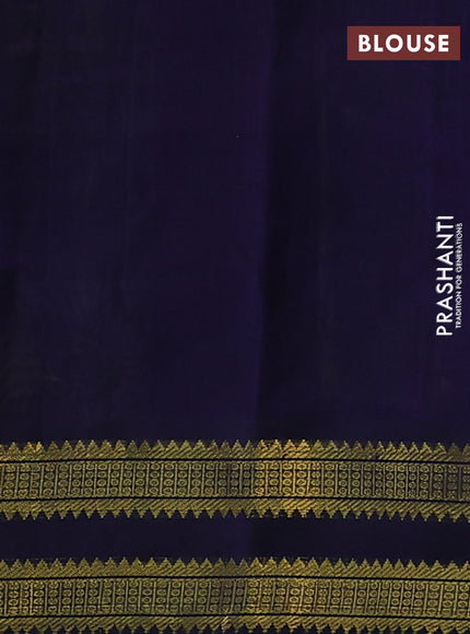 Silk cotton saree light green and blue with allover paalum pazhamun checks & zari buttas and rettapet zari woven border