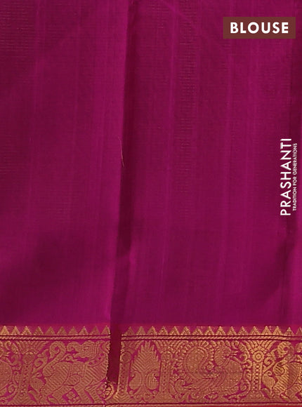 Silk cotton saree green and pink with allover vairosi weaves & buttas and rich zari woven border