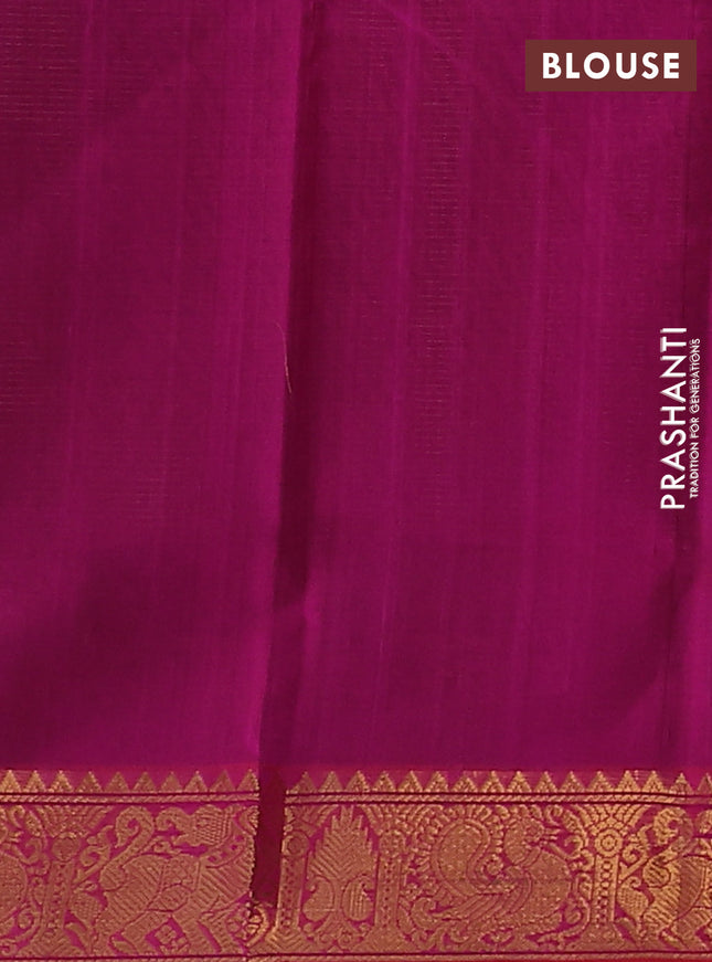 Silk cotton saree green and pink with allover vairosi weaves & buttas and rich zari woven border