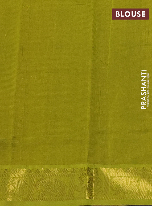 Silk cotton saree maroon and light green with allover vairosi pattern and annam & elephant zari woven border