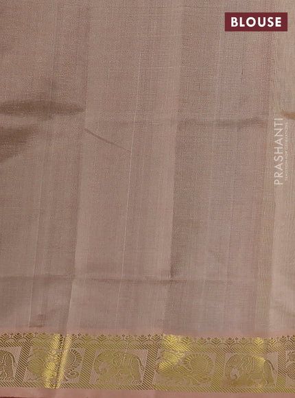 Silk cotton saree maroon and sandal with allover vairosi pattern and annam & elephant zari woven border