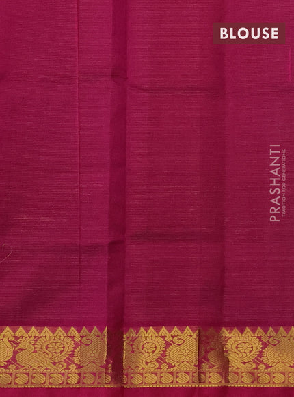 Silk cotton saree coffee brown and magenta pink with allover vairosi pattern and zari woven border