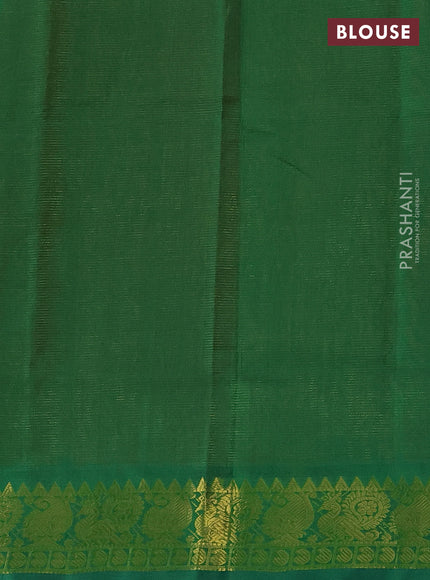 Silk cotton saree dual shade of pinkish orange and green with allover vairosi pattern and zari woven border