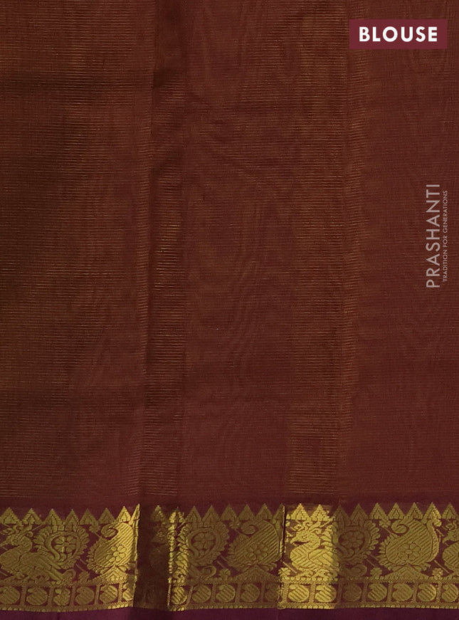 Silk cotton saree mustard yellow and wine shade with allover vairosi pattern and zari woven border