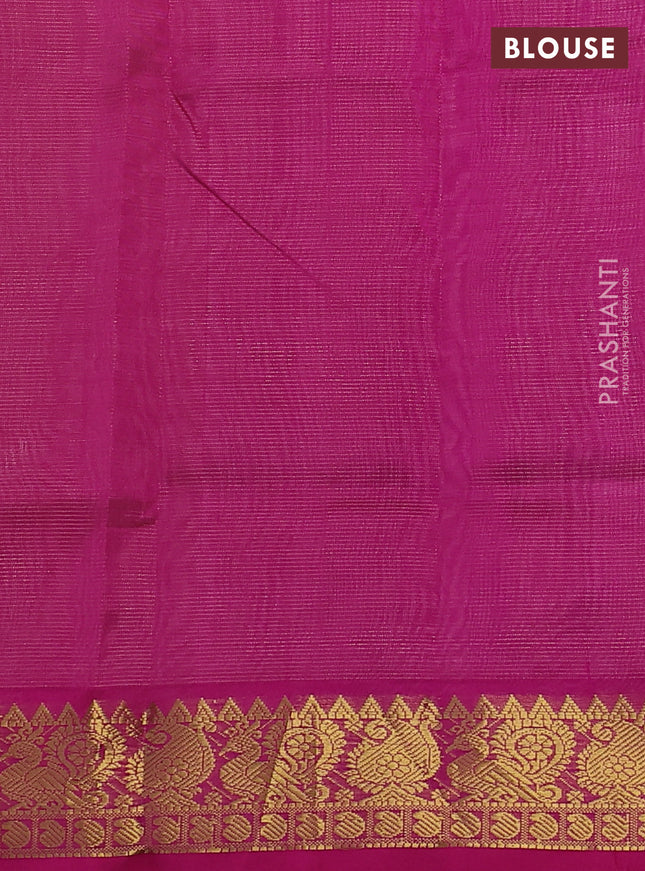 Silk cotton saree beige and pink with allover vairosi pattern and zari woven border