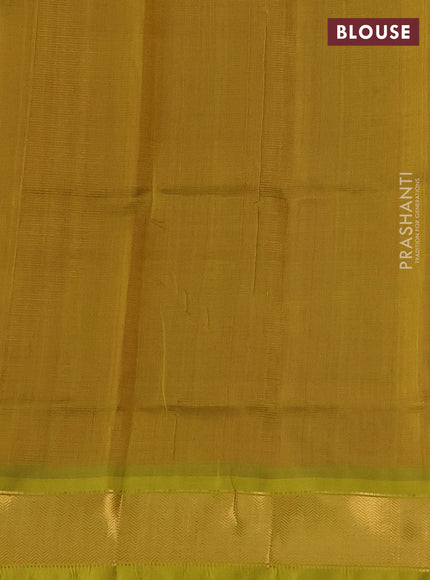 Silk cotton saree magenta pink and lime yellow with allover vairosi pattern and zari woven border