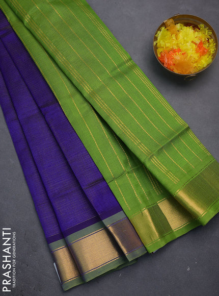 Silk cotton saree blue and light green with allover vairosi pattern and zari woven border