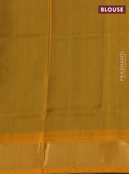 Silk cotton saree teal green and mustard yellow with allover vairosi pattern and zari woven border
