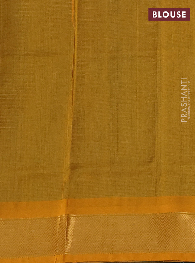 Silk cotton saree teal green and mustard yellow with allover vairosi pattern and zari woven border