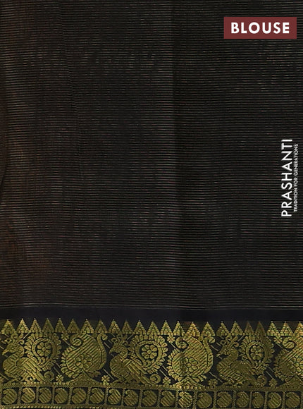 Silk cotton saree mustard yellow and black with allover vairosi weaves & buttas and rich zari woven border