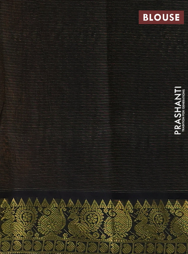 Silk cotton saree mustard yellow and black with allover vairosi weaves & buttas and rich zari woven border