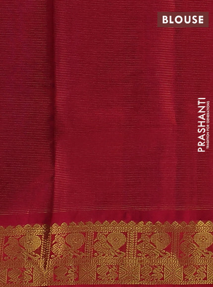 Silk cotton saree blue and red with allover vairosi weaves & buttas and rich zari woven border