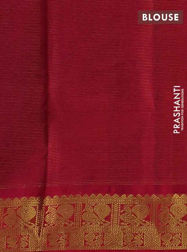Silk cotton saree blue and red with allover vairosi weaves & buttas and rich zari woven border