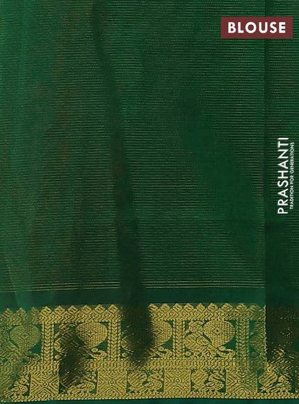 Silk cotton saree orange and green with allover vairosi weaves & buttas and rich zari woven border