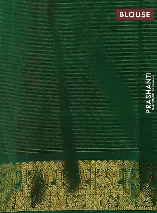 Silk cotton saree orange and green with allover vairosi weaves & buttas and rich zari woven border