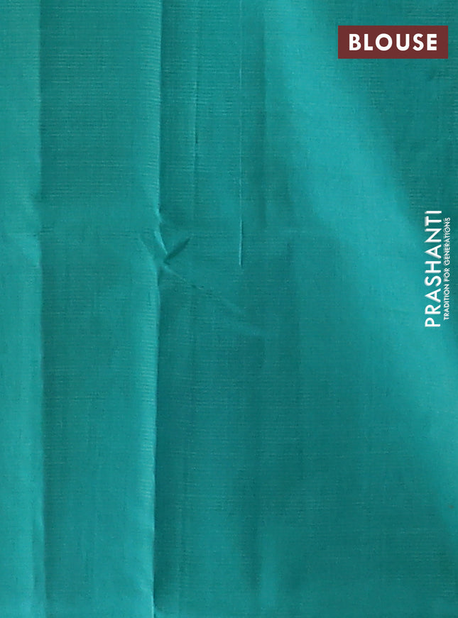 Silk cotton saree blue and teal blue with allover vairosi weaves & buttas and rich zari woven border