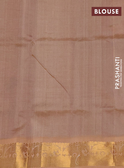 Silk cotton saree purple and sandal with allover vairosi weaves & buttas and elephant zari woven border