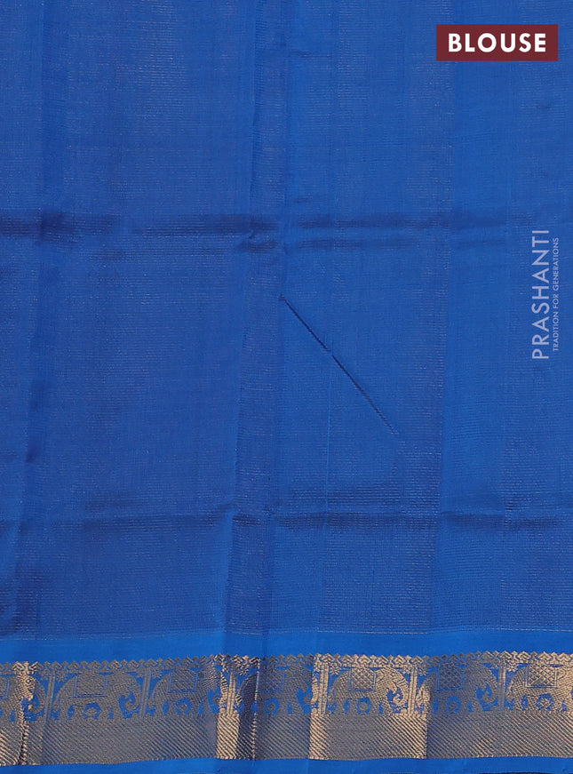 Silk cotton saree purple and cs blue with allover vairosi weaves & buttas and elephant zari woven border