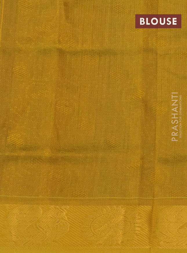 Silk cotton saree purple and yellow with allover self emboss jacquard and annam & rudhraksha zari woven border