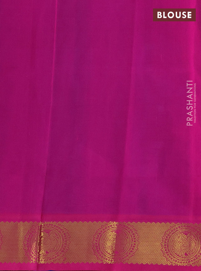 Silk cotton saree dual shade of blue and pink with allover self emboss jacquard and zari woven annam border