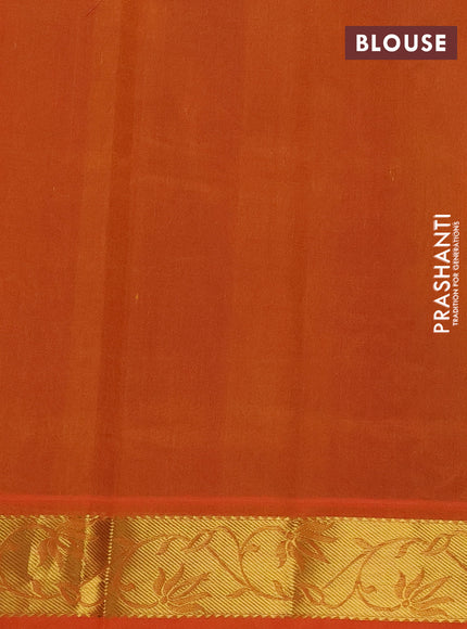 Silk cotton saree dual shade of reddish purple and orange with allover self emboss jacquard and zari woven border