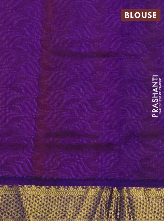 Silk cotton saree dual shade of orange and blue with allover self emboss jacquard and zari woven border