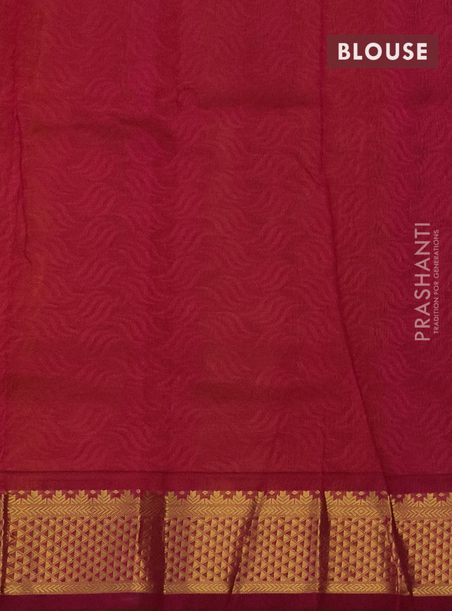 Silk cotton saree dual shade of yellow and magenta pink with allover self emboss jacquard and zari woven border