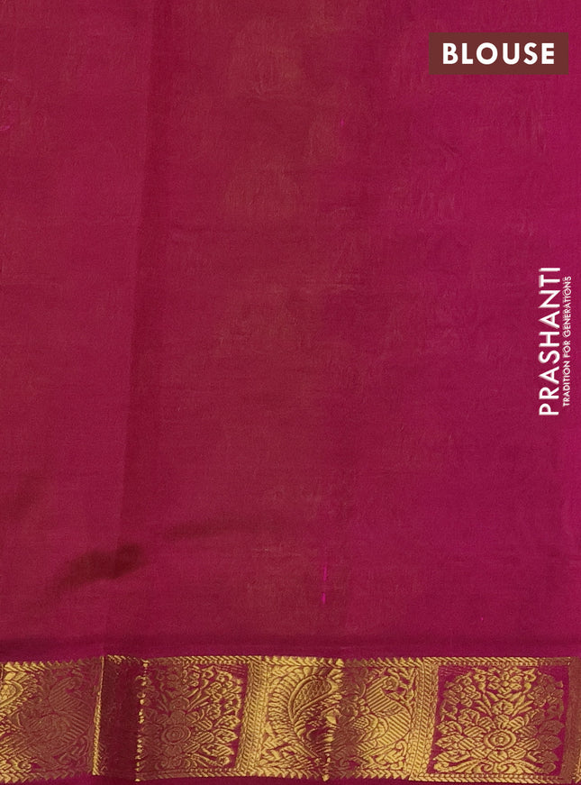 Silk cotton saree dual shade of lime yellow and dark magenta pink with allover self emboss jacquard and zari woven border
