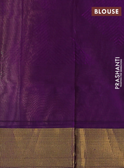 Silk cotton saree sandal and purple with allover self emboss jacquard and zari woven border
