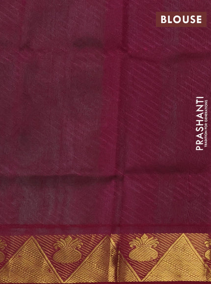 Silk cotton saree teal blue and wine shade with allover self emboss jacquard and zari woven border