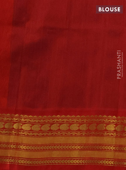 Kuppadam silk cotton saree blue and red with paisley zari woven buttas and zari woven border