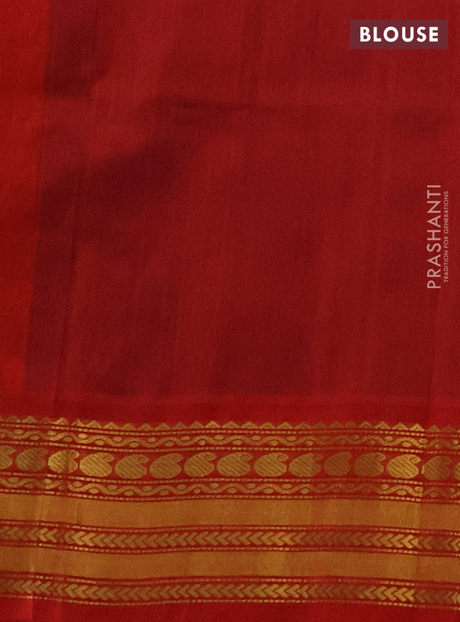 Kuppadam silk cotton saree blue and red with paisley zari woven buttas and zari woven border