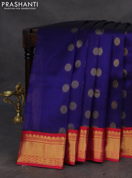 Kuppadam silk cotton saree blue and pink with rudhraksha zari woven buttas and zari woven border