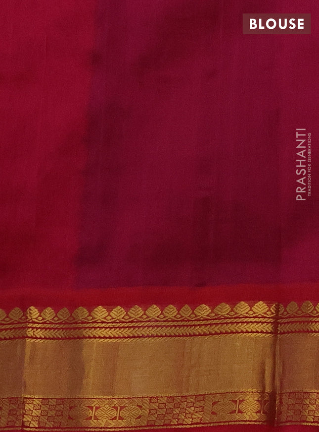 Kuppadam silk cotton saree blue and pink with rudhraksha zari woven buttas and zari woven border