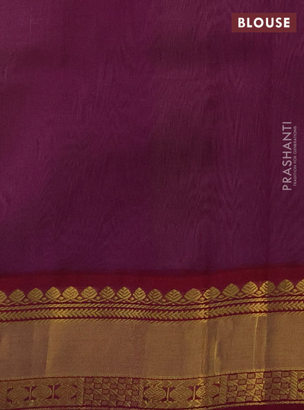 Kuppadam silk cotton saree grey and purple with rudhraksha zari woven buttas and zari woven border
