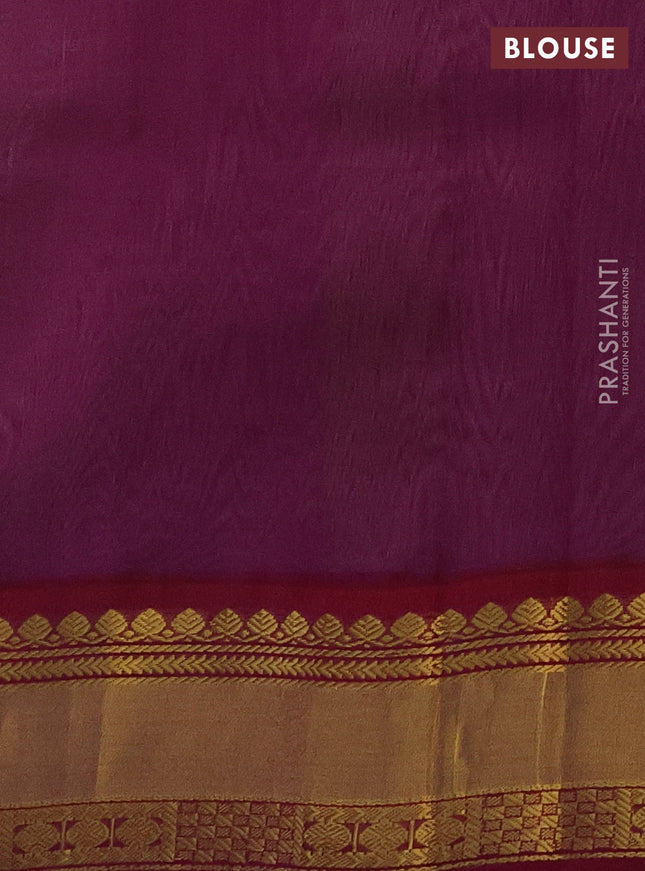 Kuppadam silk cotton saree grey and purple with rudhraksha zari woven buttas and zari woven border
