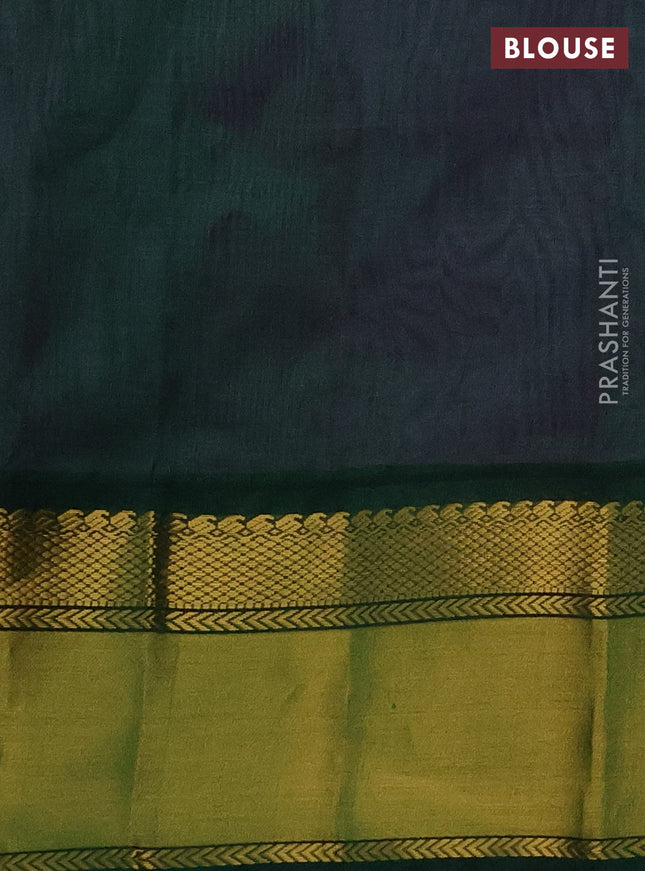 Kuppadam silk cotton saree lavender and green with plain body and zari woven border