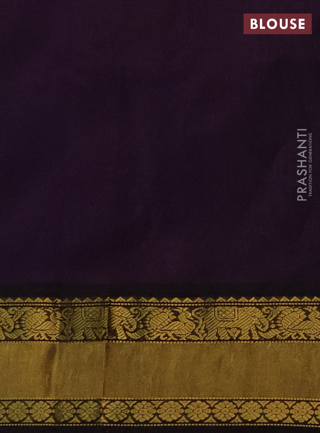 Kuppadam silk cotton saree lavender and deep coffee brown with annam zari woven buttas and zari woven border