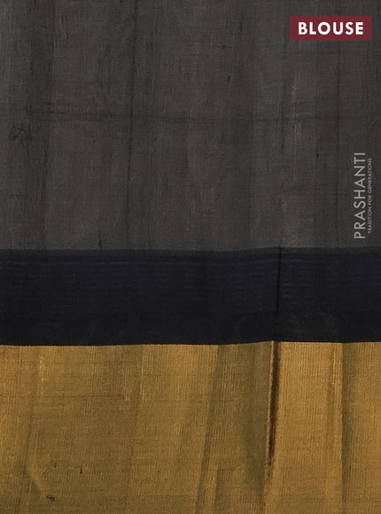 Kuppadam silk cotton saree cream and black with plain body and temple design zari woven border