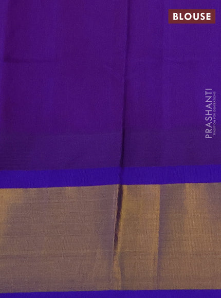 Kuppadam silk cotton saree dark pink and violet with plain body and temple design zari woven border