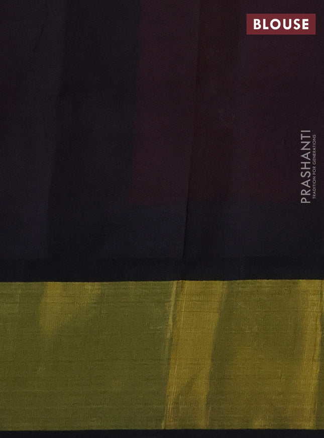 Kuppadam silk cotton saree magenta pink and black with plain body and temple design zari woven border