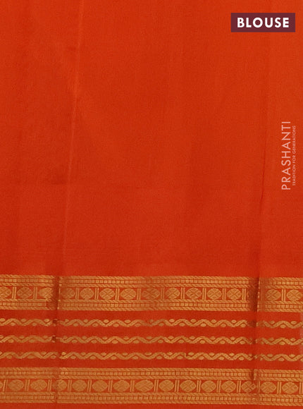 Kuppadam silk cotton saree cream and orange with zari woven buttas and temple design zari woven border