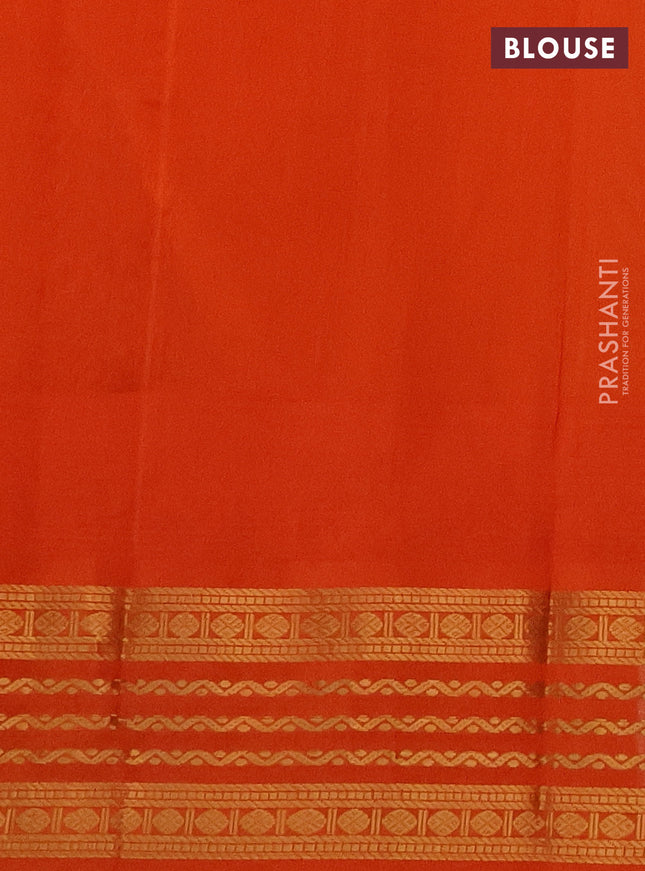 Kuppadam silk cotton saree cream and orange with zari woven buttas and temple design zari woven border